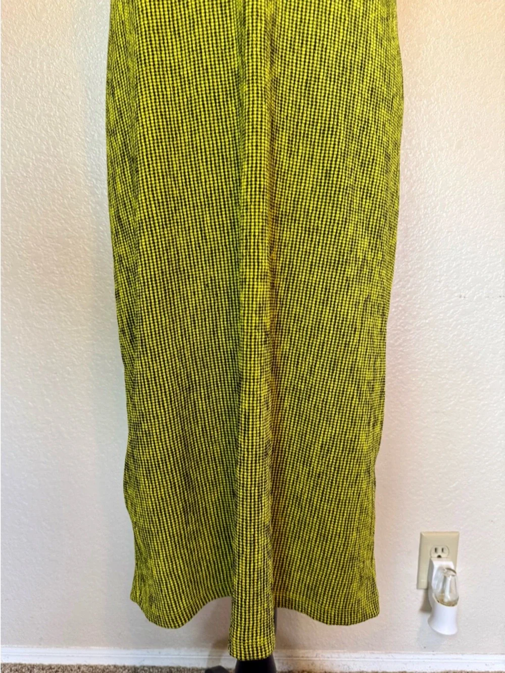 Zara Neon Gingham Checkered Y2K Slip Dress Yellow Black Medium